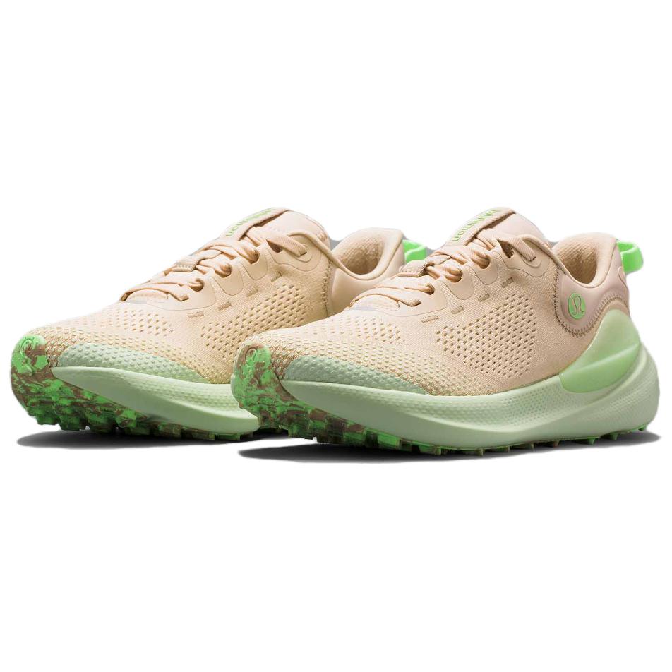 Lululemon Beyondfeel Trail Running Shoes Men Low-Top Light Linen/Light Avocado Green/Neon Green
