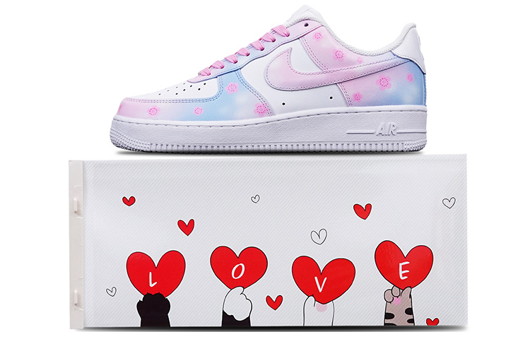 Nike Air Force 1 'Triple White' Air Force 1 Low-Top Skateboard Shoes GS Blue Pink Gradient