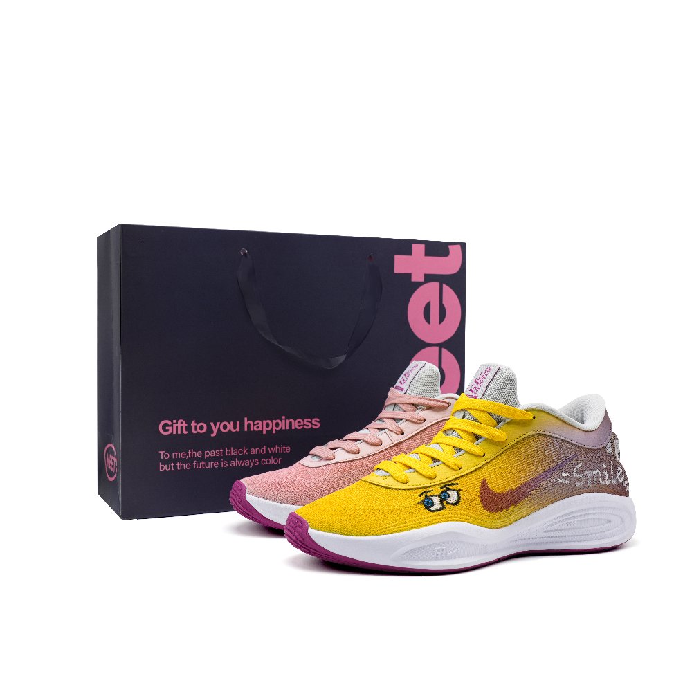 Nike GT Hustle Academy Wonder World Shock Absorbers Low Top Basketball Shoes Men's Yellow Pink