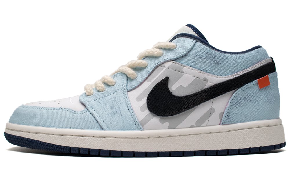 Jordan Air Jordan 1 Low Top Vintage Basketball Shoes Unisex Light Blue