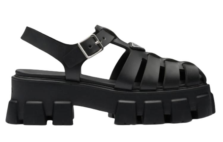 PRADA Monolith Foam Rubber 55mm Sandals Black Women's