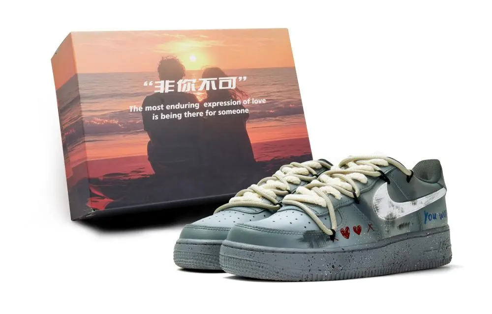 Nike Air Force 1 Abrasion Resistant Low Top Skateboard Shoes Unisex White Gray