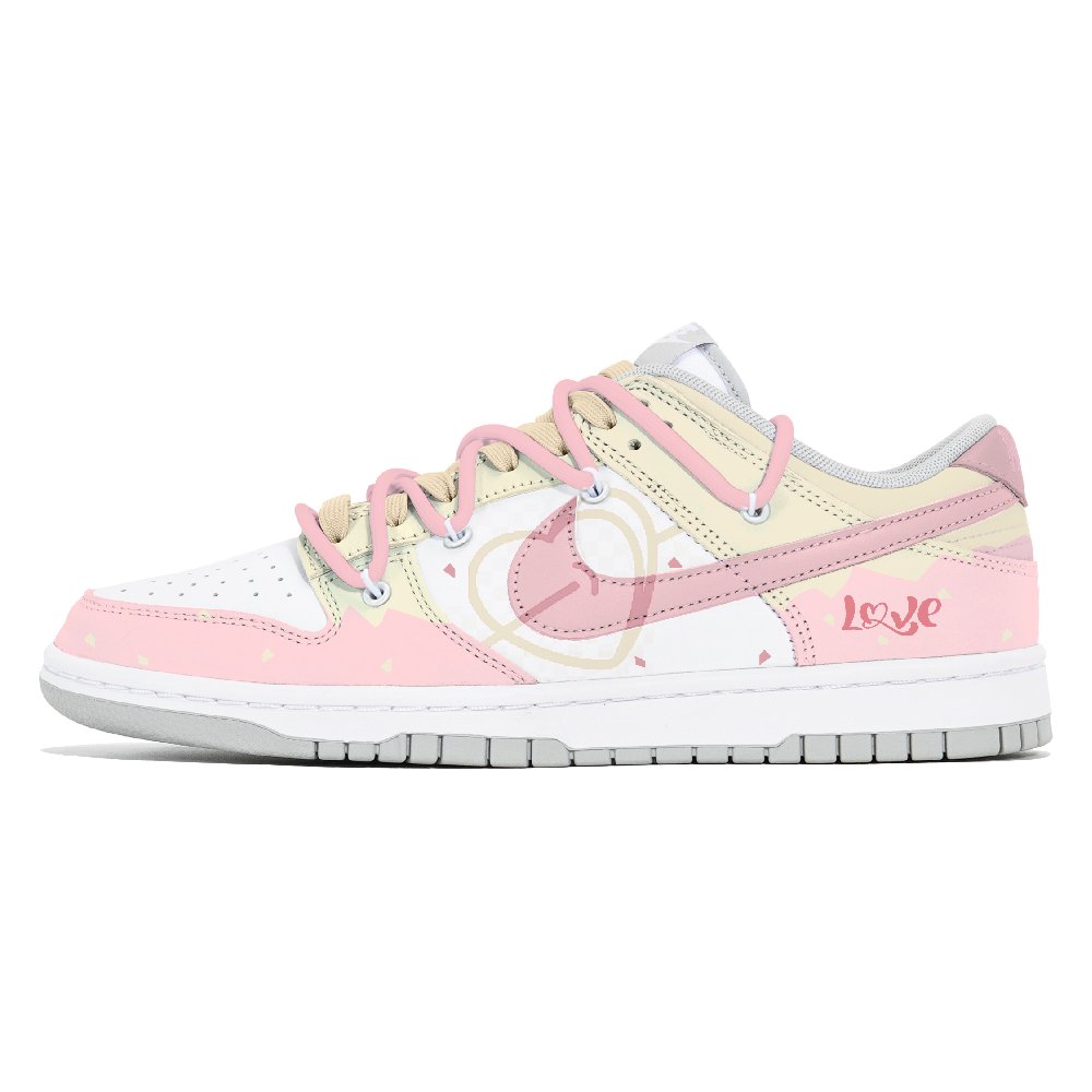 Nike Dunk Joy Lemon Slip-Resistant Low-Top Skateboard Shoes Women's Pink White