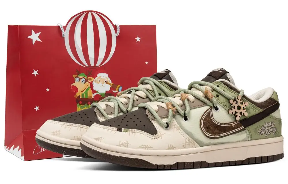 Nike Dunk Snowfall Pine Shopping Bag Anti-Slip Wear-Resistant Low-Top Skateboard Shoes Unisex Beige Brown Green