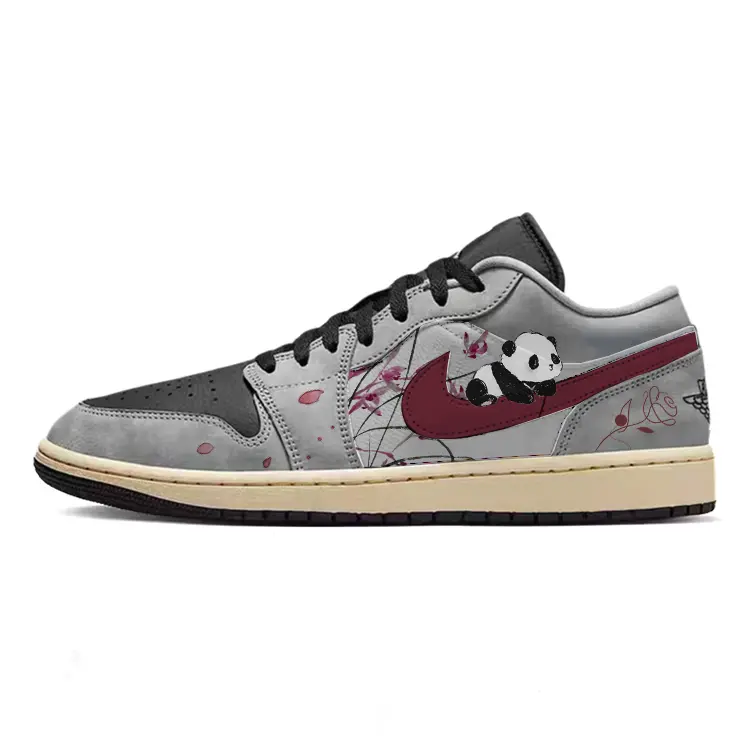 Jordan Air Jordan 1 Cushioning Abrasion Resistant Breathable Low top Vintage Basketball Shoes Men's Black Gray
