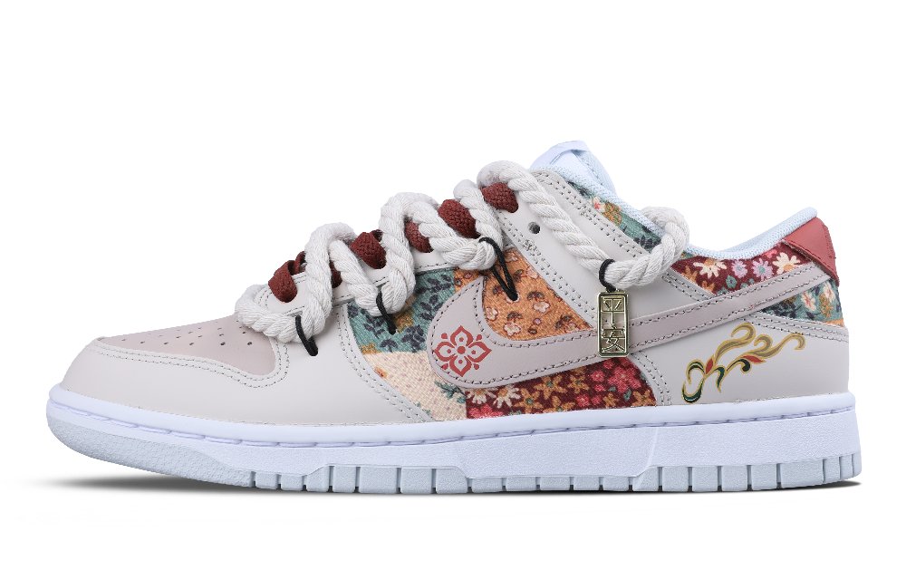 Nike Dunk Low Cushioning Abrasion Resistant Balance Low Top Skateboard Shoes Unisex Beige Red