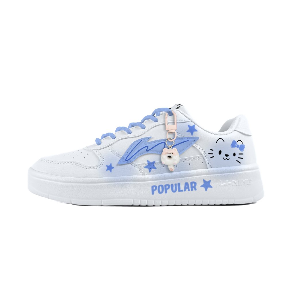 LiNing Pontoon Boats Slip Resistant, Abrasion Resistant, Breathable Low top Skateboard Shoes Unisex White