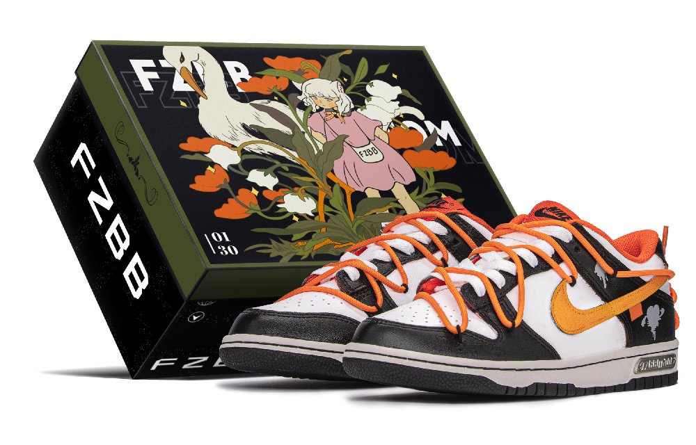 Nike Dunk Low FZBB Low Top Skateboard Shoes GS Black Orange