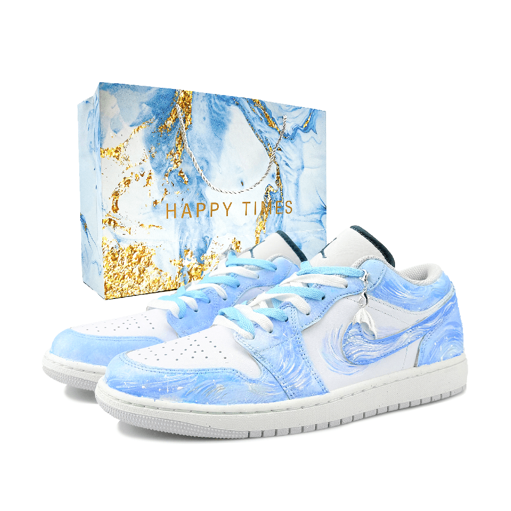 Jordan Air Jordan 1 Low Top Vintage Basketball Shoes Unisex Sky Blue