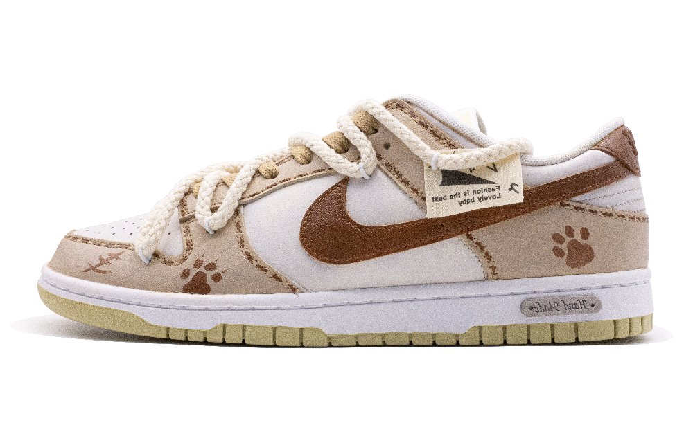 Nike Dunk Burgundy Stamp Low-Top Skateboard Shoes Men's Beige Brown