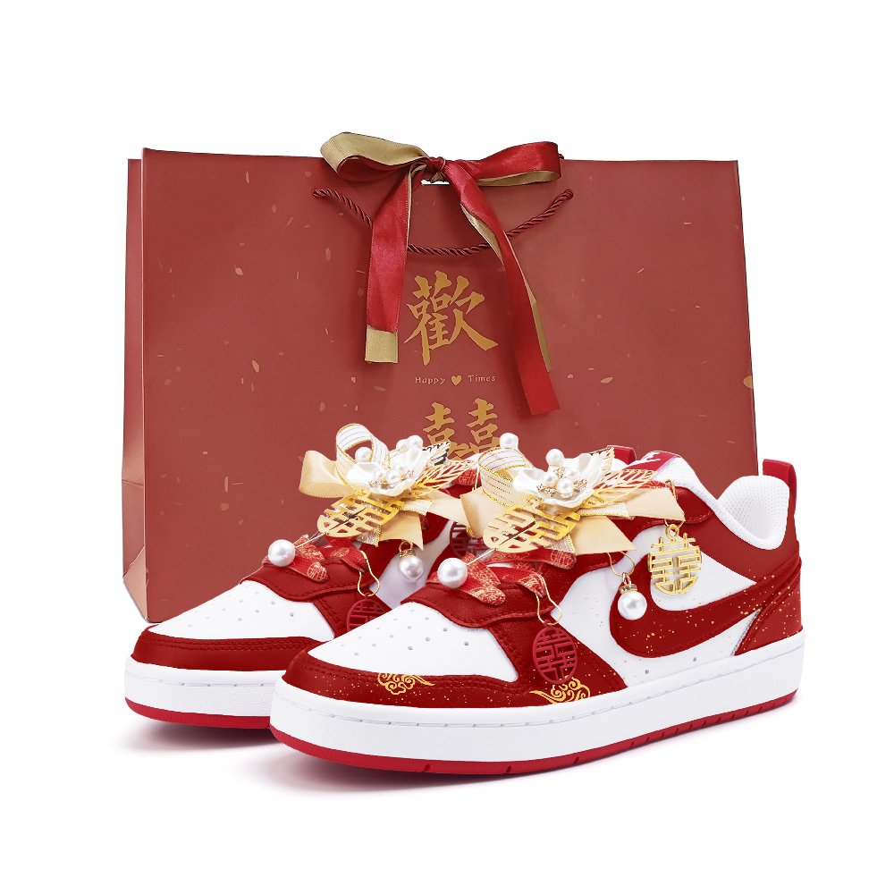 Nike Court Borough 2 Abrasion Resistant Low Top Skateboard Shoes Women's Red