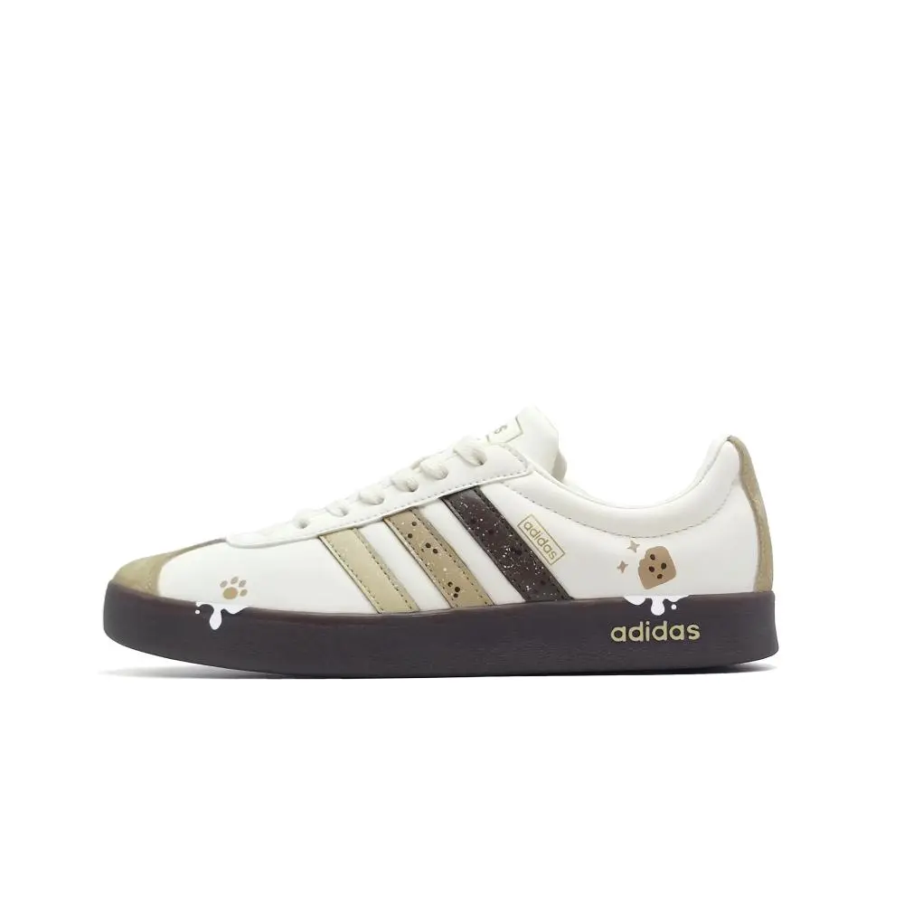 Adidas Vl Court Classic Abrasion Resistant Low top Skateboard Shoes Unisex White Brown