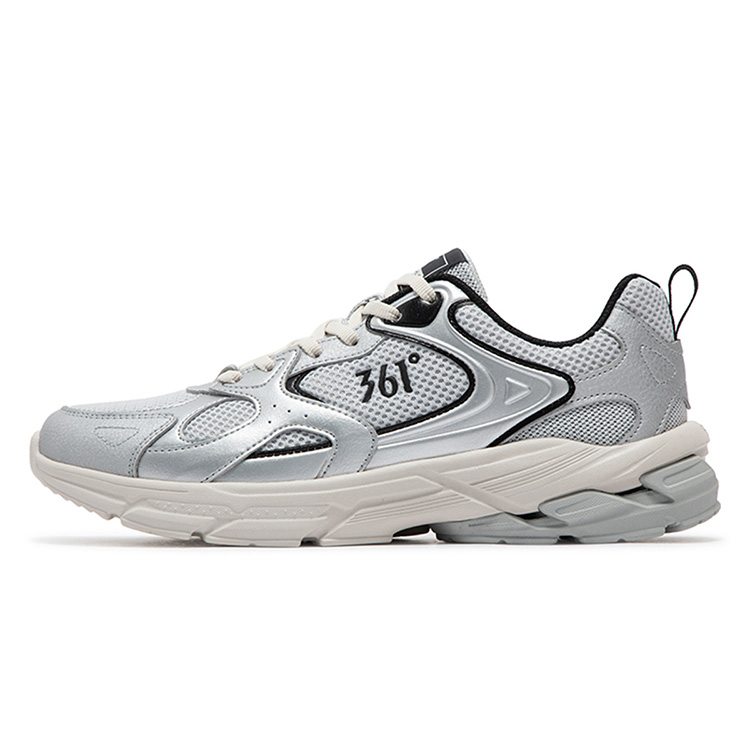 361° Abrasion Resistant Slip Resistant Low Top Casual Shoes Men's Silver White