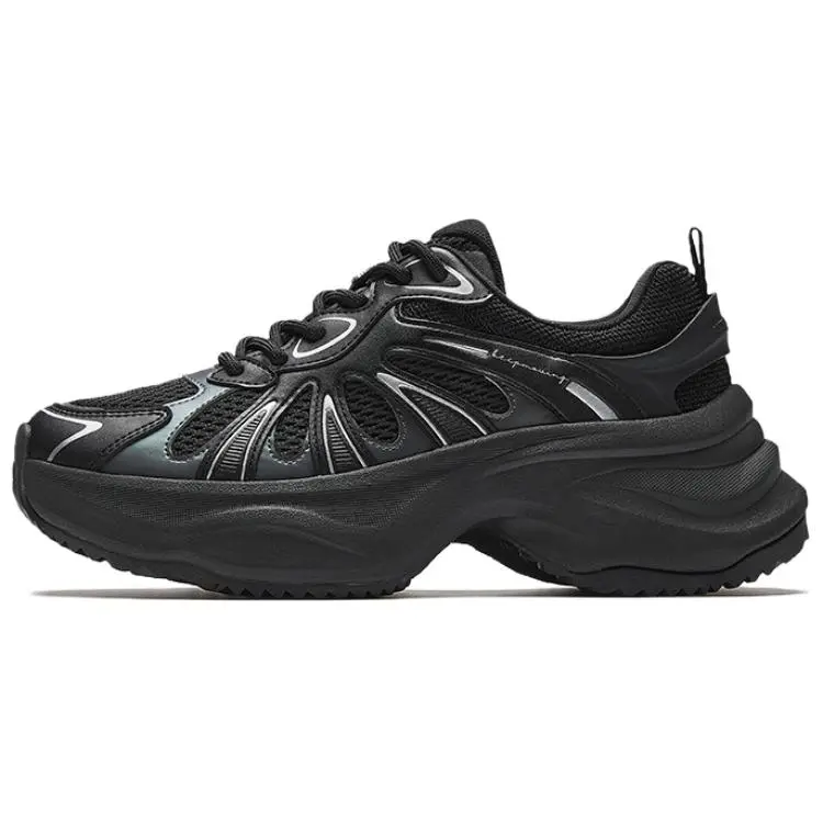 Anta Butterfly Wings Abrasion Resistant Breathable Low top Chunky Sneakers Women's Black Silver