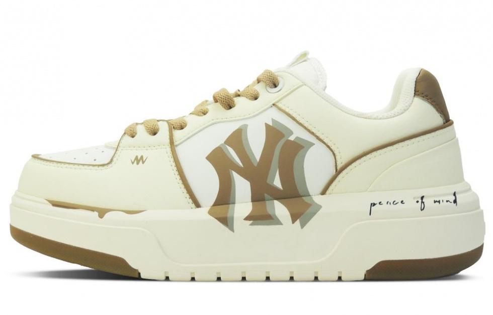MLB Chunky Liner Cream Puff Anti-Slip Wear-Resistant Low-Top Skateboard Shoes Unisex Beige Yellow