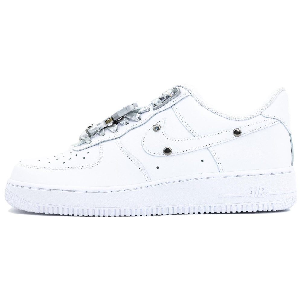 Nike Air Force 1 White Rhythm Silver Glow Anti Slip Wear Resistant Low Top Skateboard Shoes Men's White