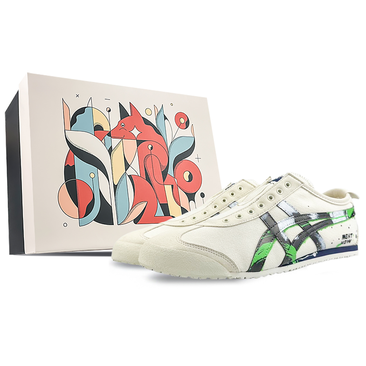 Onitsuka Tiger MEXICO 66 Abrasion Resistant Lightweight Moisture Wicking Low top Casual Shoes Unisex Beige Black Green