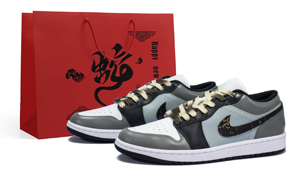 Jordan Air Jordan 1 Anti-Slip Wear-Resistant Low-Top Vintage Basketball Shoes Men's Gray