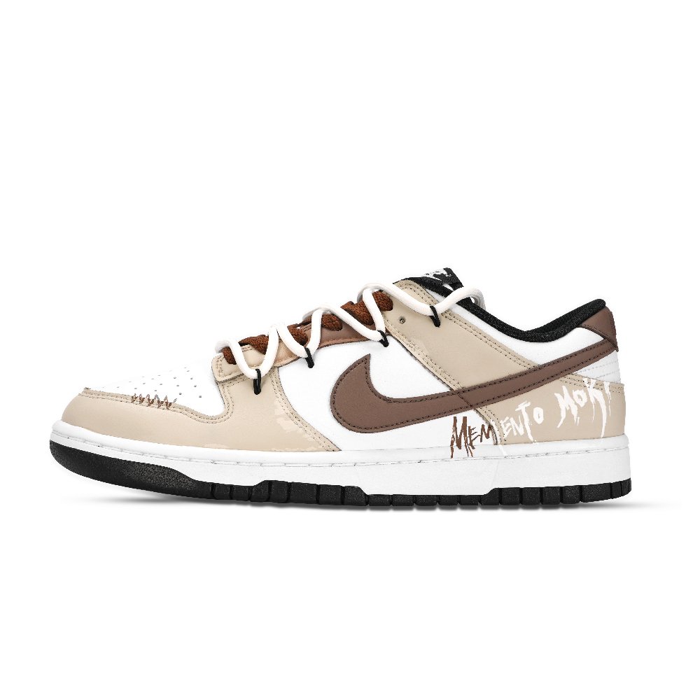 Nike Dunk Graffiti Abrasion Resistant Low Top Skateboard Shoes Unisex White Brown
