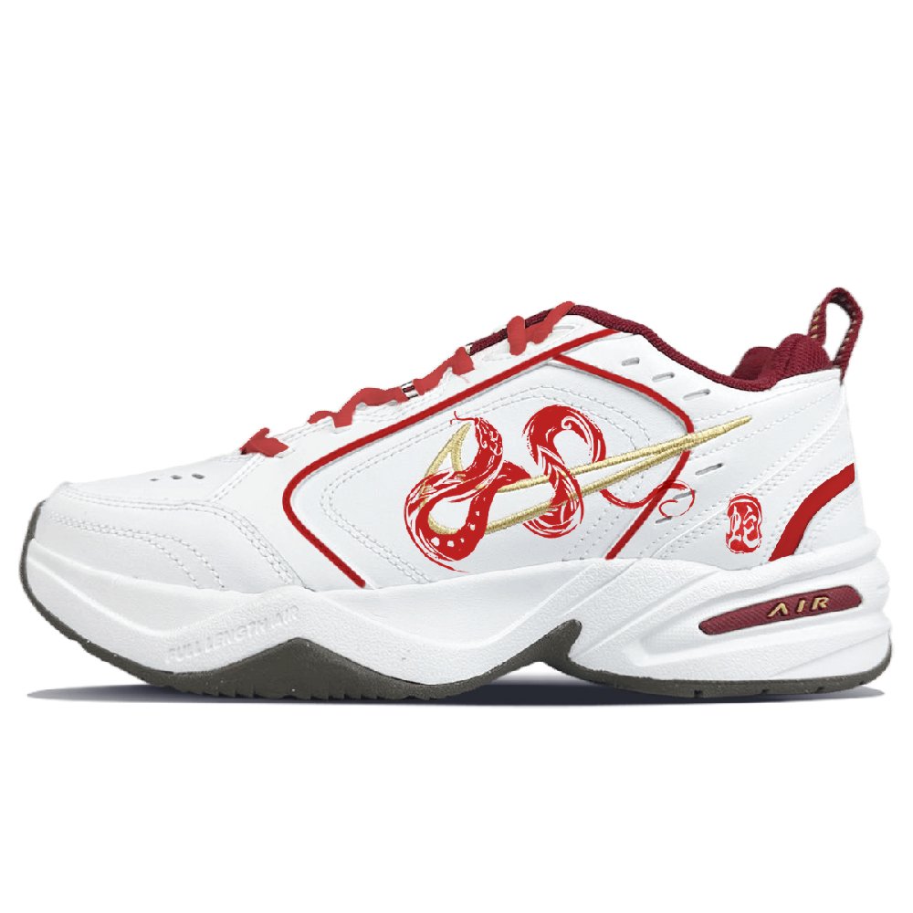 Nike Air Monarch 4 CNY 'Snake Year' Anti-Slip Wear-Resistant Low-Top Casual Shoes Unisex White