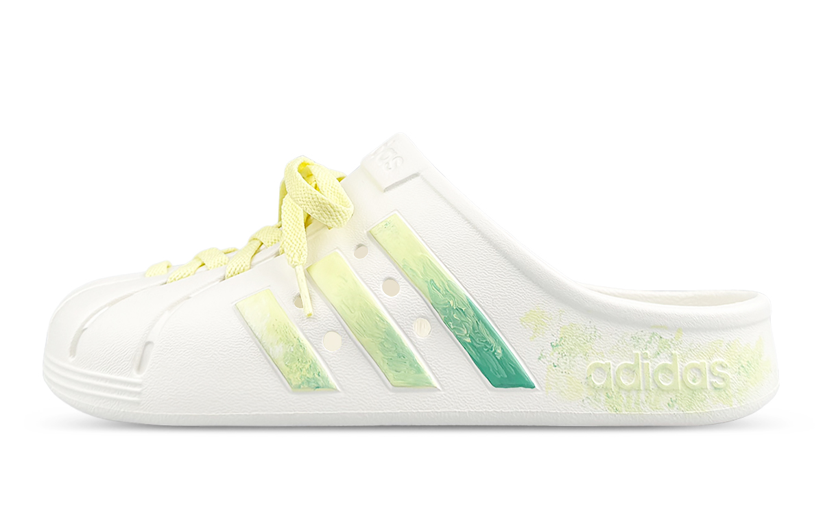 Adidas ADILETTE CLOGS Slip Resistant Closed Toe Slippers Unisex White Green Yellow