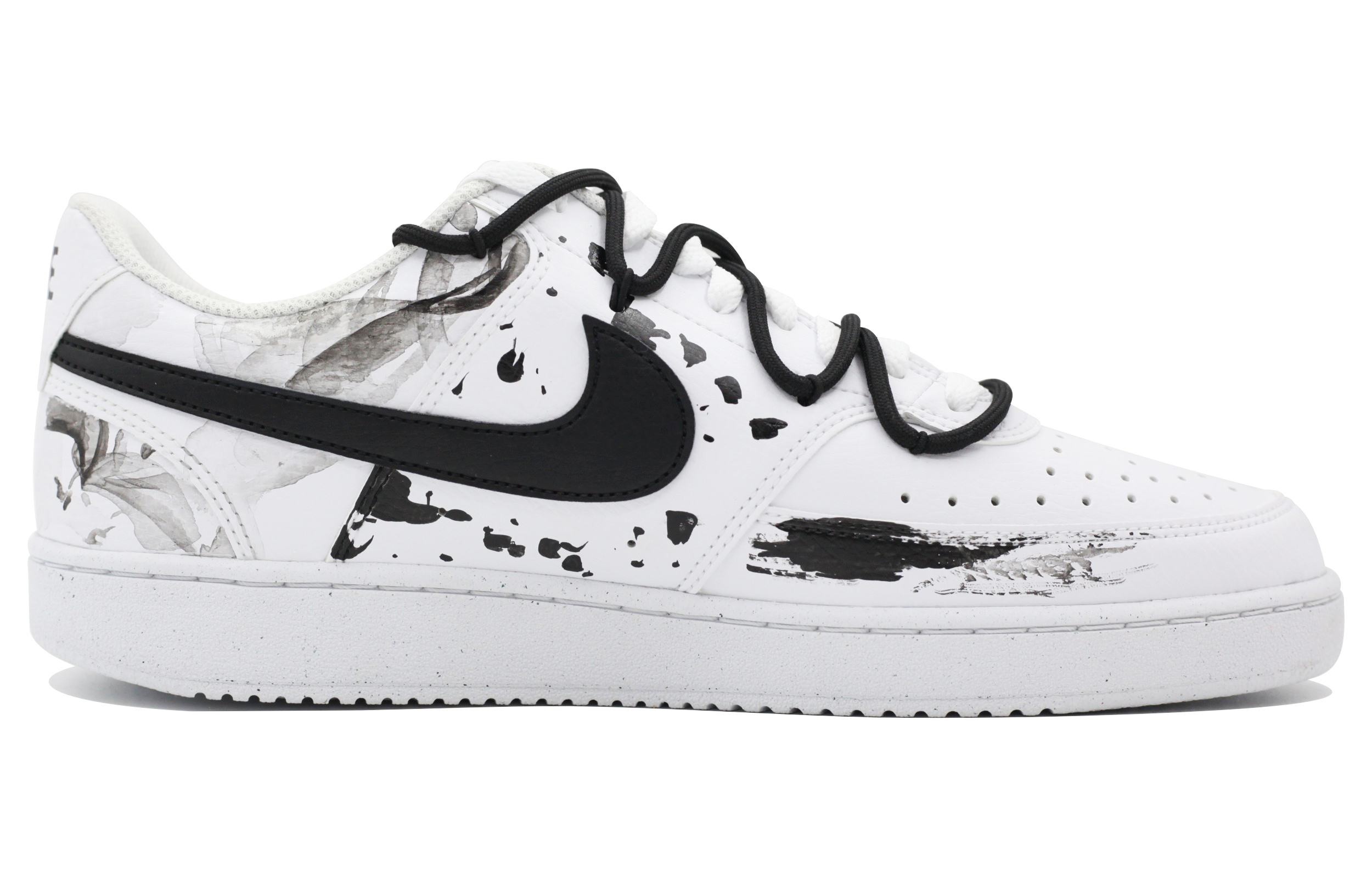 Nike Court Vision Low Anti-Slip Wear-Resistant Low-Top Skateboard Shoes Men's Black White