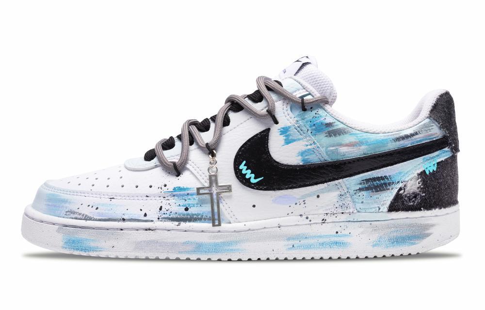 Nike Court Vision Low Impact-Resistant Wear-Resistant Low-Top Skateboard Shoes Unisex Peacock Blue