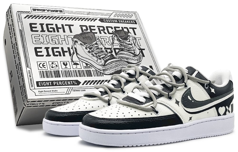 Nike Court Vision 1 Low Stitching Wear-Resistant Low-Top Skateboard Shoes Women's Black White