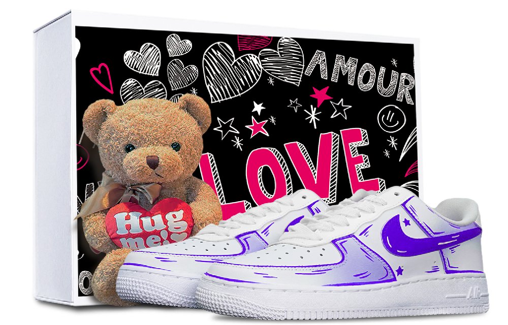 Nike Air Force 1 Low Slip-Resistant Cushioning Wear-Resistant Low-Top Skateboard Shoes Men's Purple White