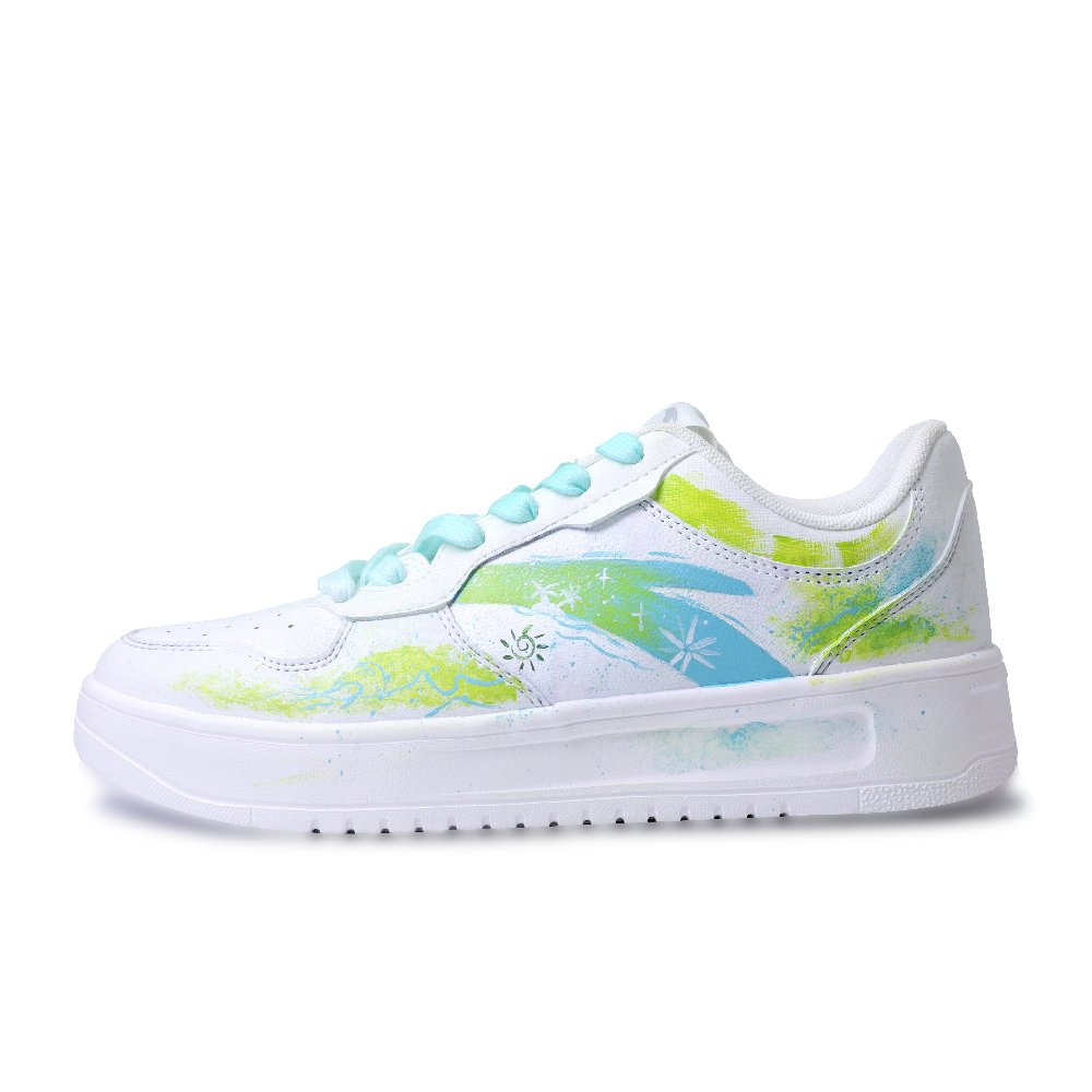Anta Relaxed Slip Resistant Lightweight Abrasion Resistant Low Top Skateboard Shoes Men's White Green Blue