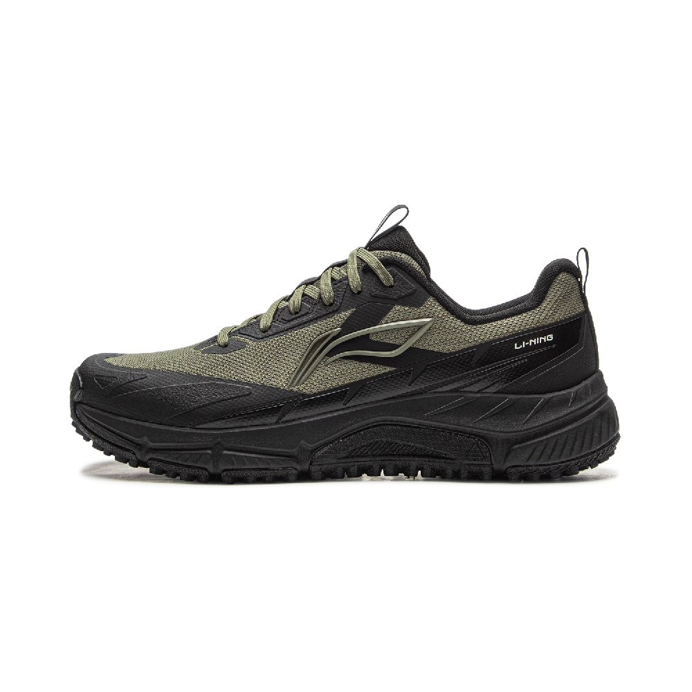 LiNing Chasing wind Shock Absorbers Slip Resistant Abrasion Resistant Low top Trail Running Shoes Men's Green Black