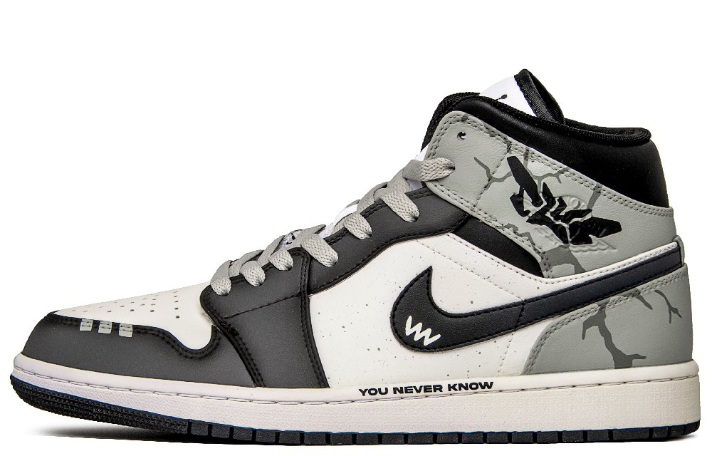 Jordan Air Jordan 1 Pre Know Club Anti Slip Wear Resistant Mid Top Vintage Basketball Shoes Men's Black Gray