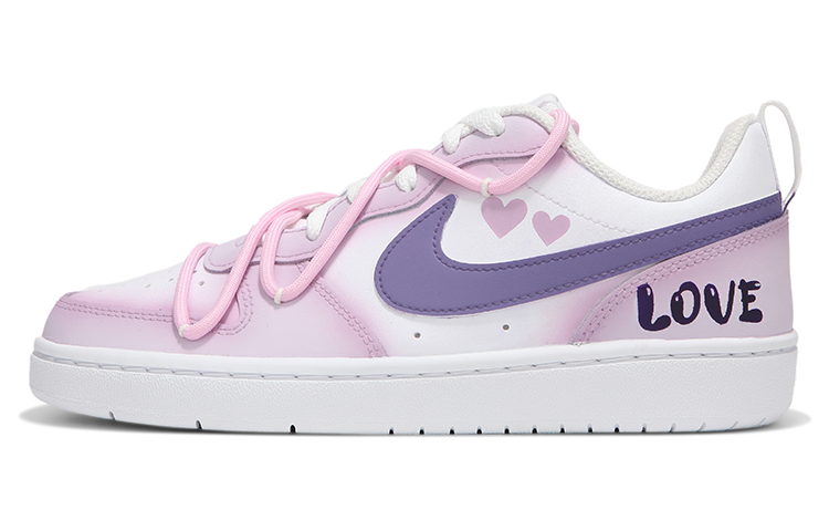 Nike Court Borough Low Low-Top Skateboard Shoes GS Pink Purple