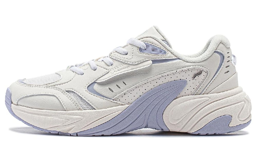 LiNing Tiger Whale Cushioning Wear-Resistant Low-Top Casual Shoes Women's Beige Blue