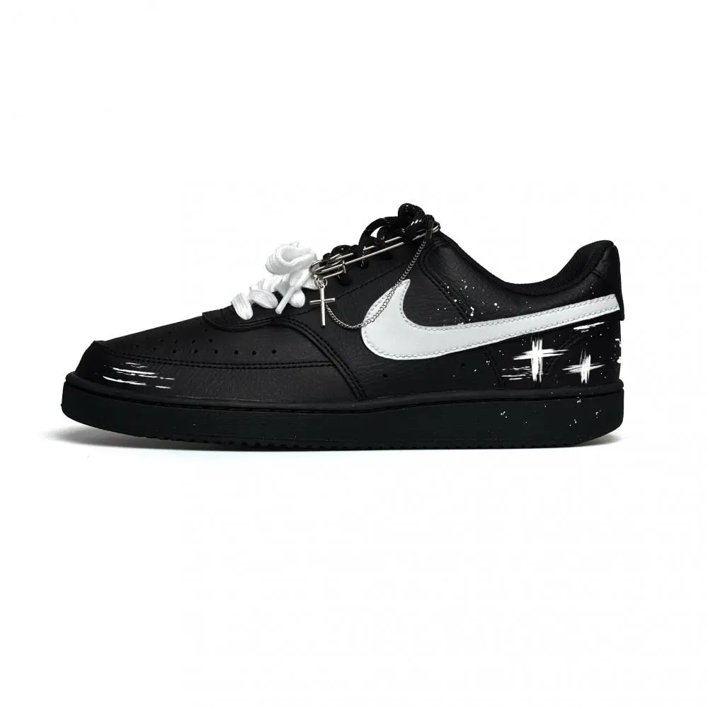 Nike Court Wadi Abrasion Resistant Low top Skateboard Shoes Men's Black White