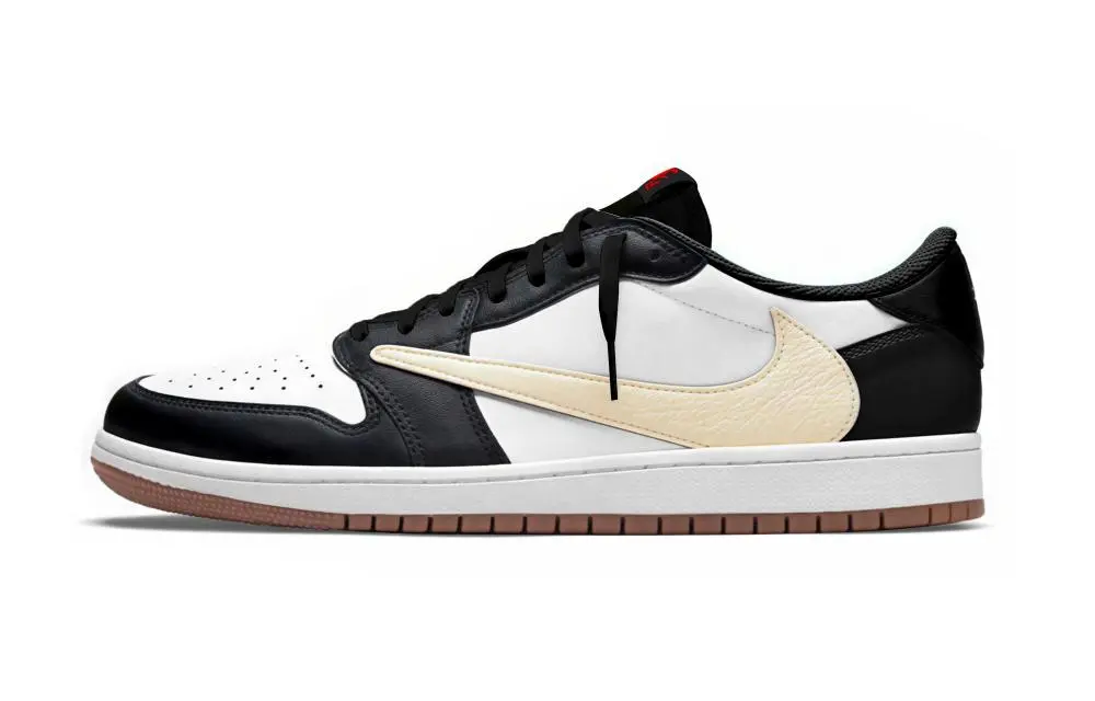 Travis Scott x Jordan Air Jordan 1 Classic, Vintage Low Top Vintage Basketball Shoes Unisex Black White