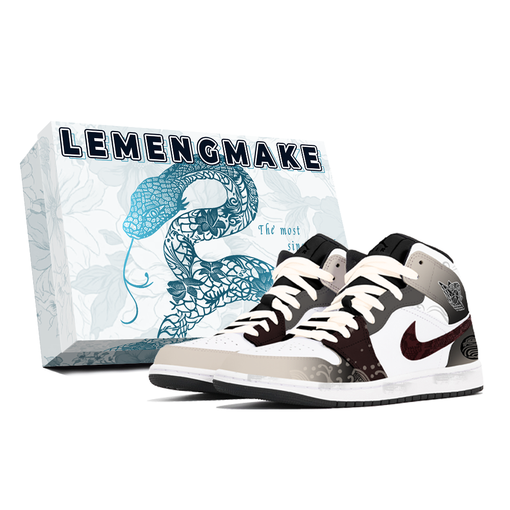 Jordan Jordan 1 Abrasion-Resistant Mid-Top Vintage Basketball Shoes Unisex White Brown