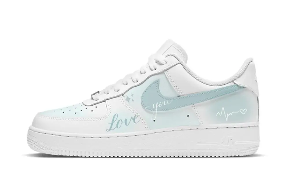 Nike Air Force 1 Blue Mood Anti Slip Wear Resistant Low Top Skateboard Shoes Women's Blue White