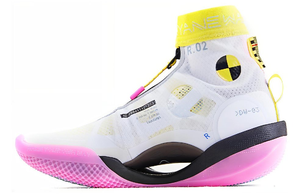 LiNing WOW 9 Way Of Wade 9 Infinity Test R2 Durable Breathable High Top Basketball Shoes Women's White Pink Yellow