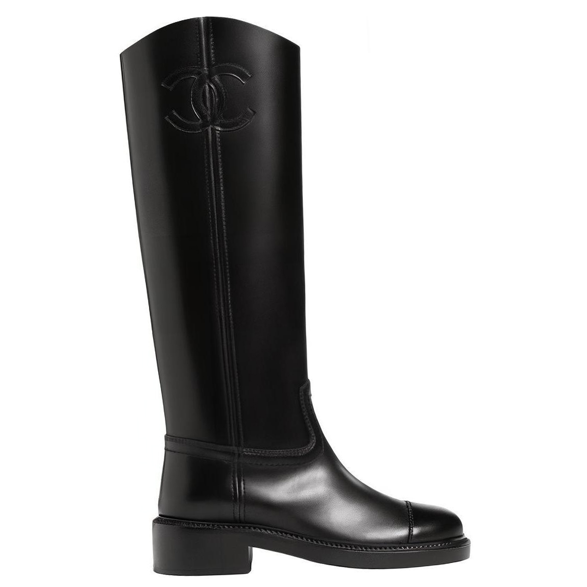 CHANEL 24C Knee high Boots Women's Black