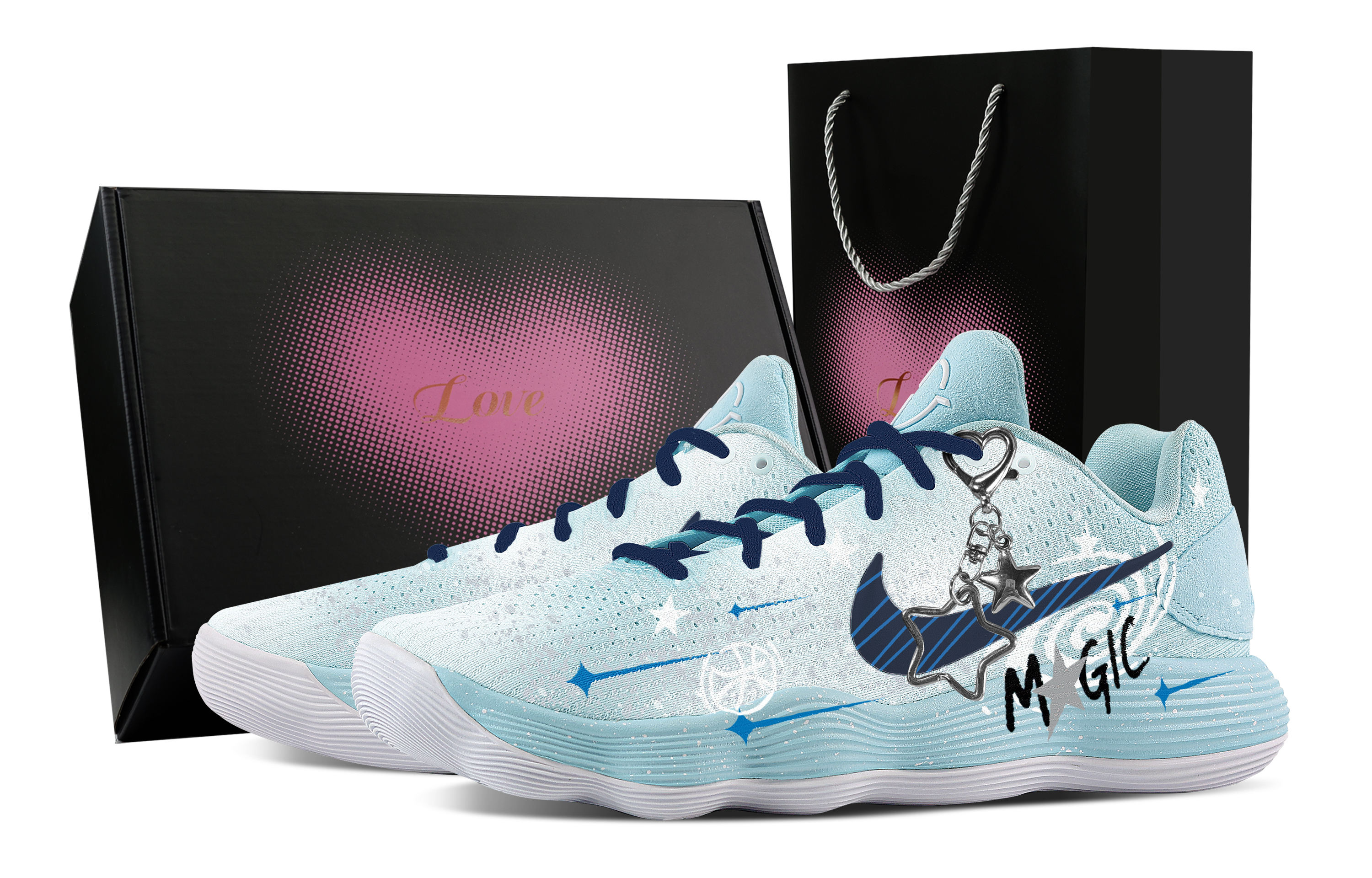 Nike Hyperdunk 2017 Shooting Stars Fragment, Heart Box Cushioning Coverage Support Low top Basketball Shoes Men's