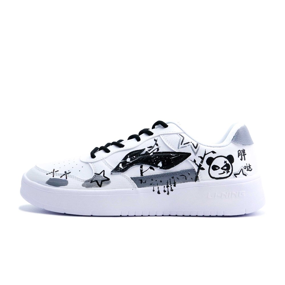 LiNing Pontoon Boats Slip Resistant, Lightweight, And Breathable Low top Skateboard Shoes Unisex Black White