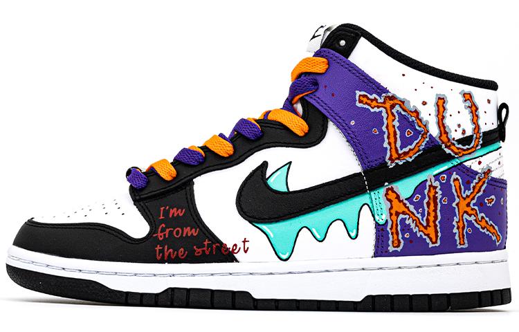 Nike Dunk Wear-Resistant Slip-Resistant High-Top Skateboard Shoes Men's Black Purple