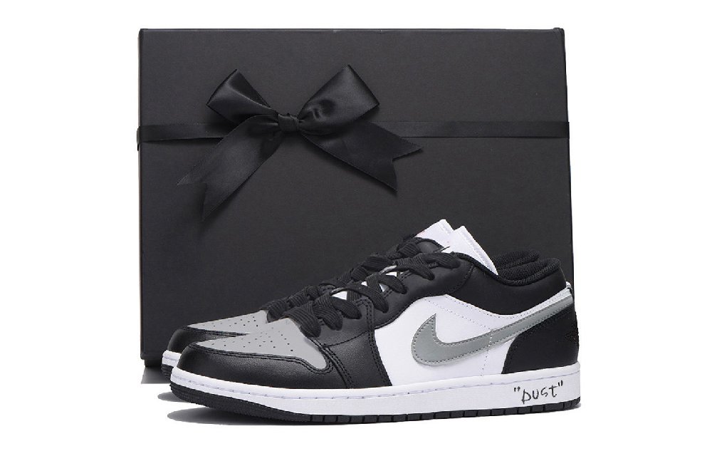 Jordan Air Jordan 1 Abrasion Resistant Coverage Low Top Vintage Basketball Shoes Unisex Light Gray