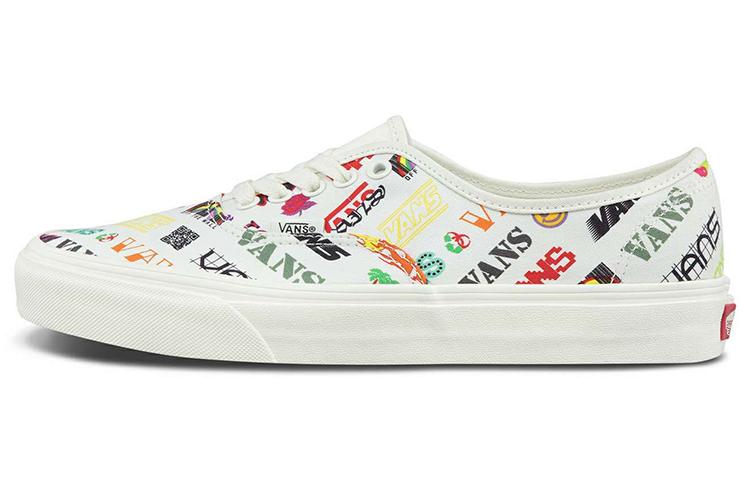 Vans Authentic Breathable Lightweight Low Top Casual Skate Shoes Unisex White Multi Color