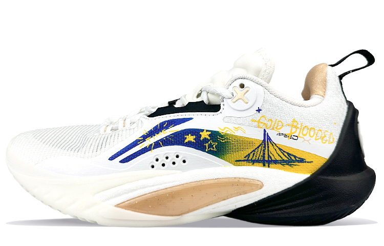 LiNing Speed 10 Low Top Basketball Shoes Men's White Gold