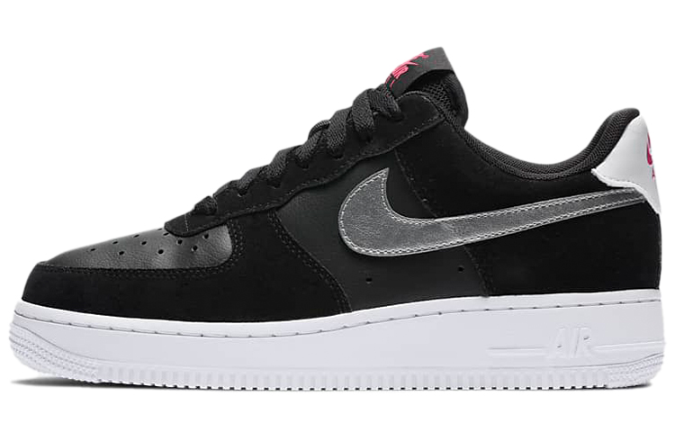 Nike Air Force 1 Low Black Pink Blast Metallic Silver Women's