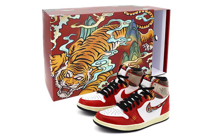 Jordan Air Jordan 1 Retro High OG CNY Tiger Year Limited High-Top Vintage Basketball Shoes Unisex Black Red