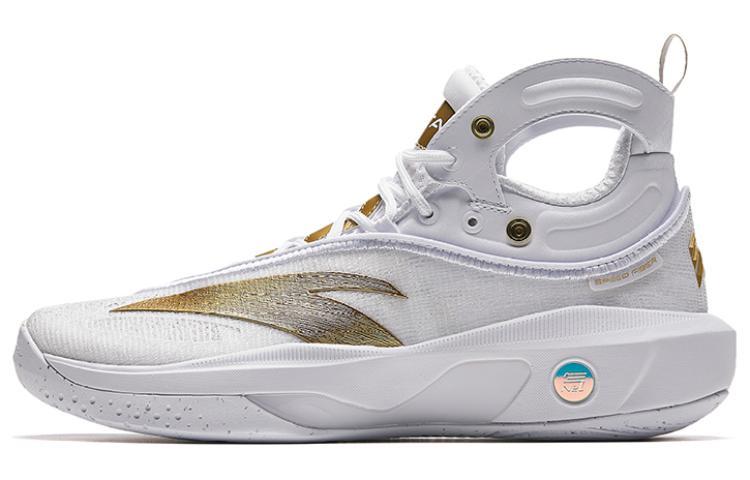 Anta KT8 KT 8 Anti Slip Wear Resistant High Top Nitrogen Technology Basketball Shoes Men's White Gold