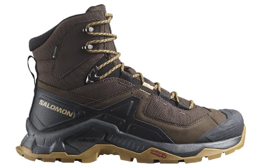 SALOMON Gore-Te QUEST ELEMENT Anti-Slip Wear-Resistant High-Top Outdoor Shoes Men's Coffee Brown